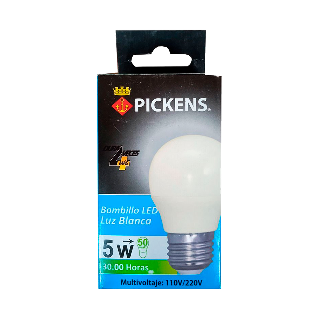 Bombillo Led Pickens Luz Blanca E27-5W Plástico