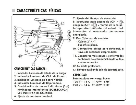 Arrancador Exceline para Motores Monofásicos Protección Voltaje y Sobrecarga 1Hp 120V