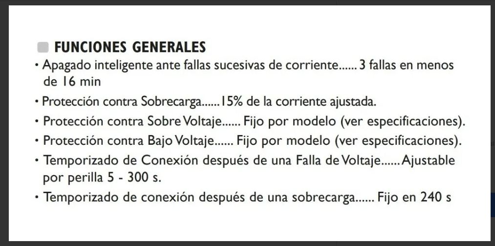 Arrancador Exceline para Motores Monofásicos Protección Voltaje y Sobrecarga 1Hp 120V