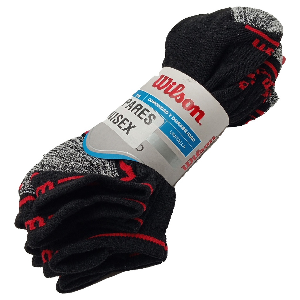 Calcetín/Media Tobillera Deportiva de Fibra Sintética Wilson Unisex 6 Pack Unitalla