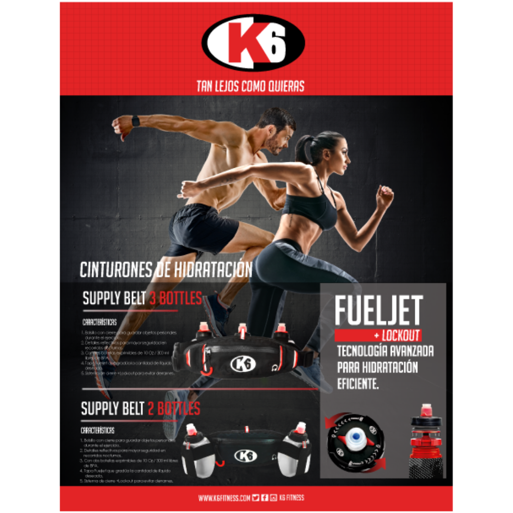 Cinturón de Correr K6 con 3 Botellas