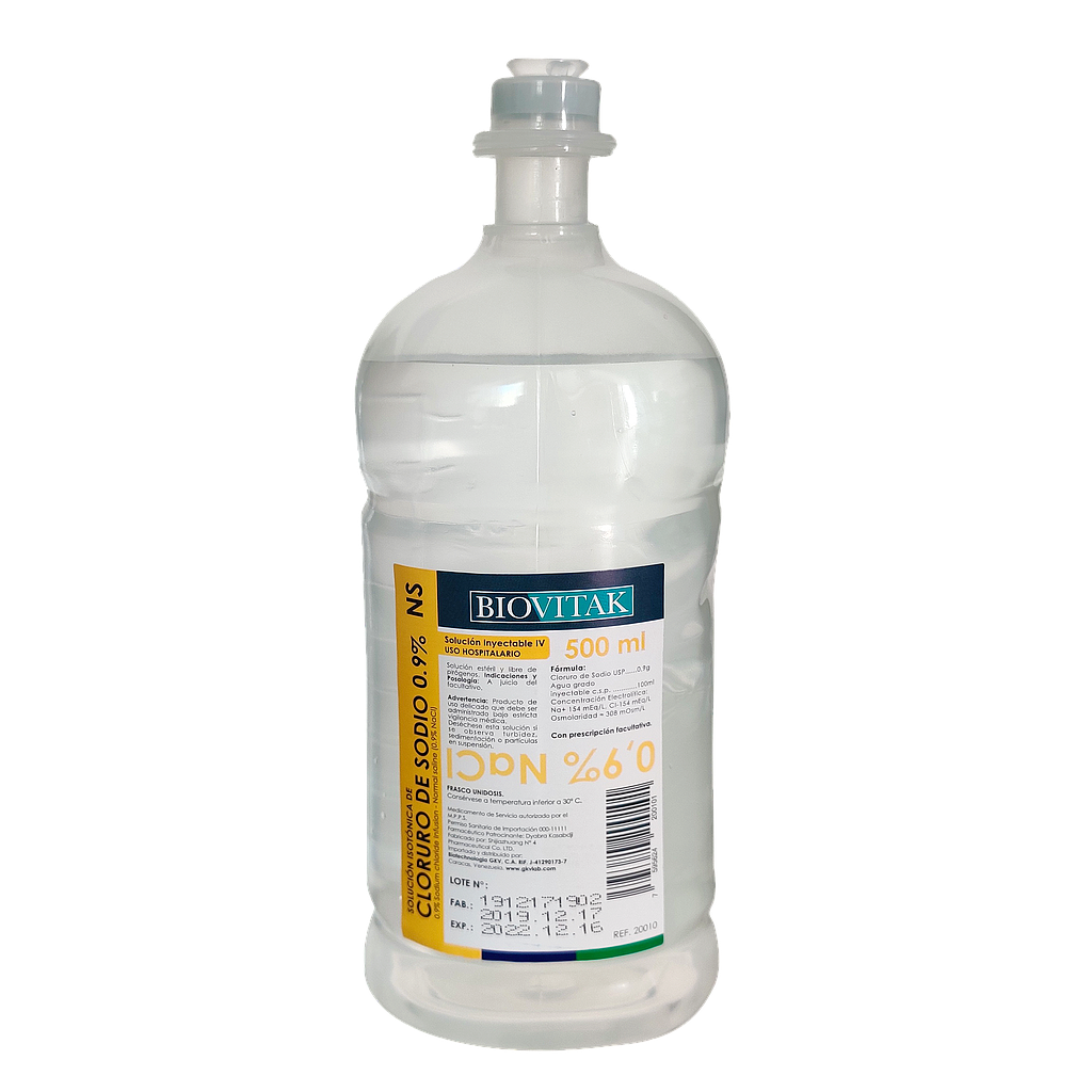 Solucion Isotonica 0,9% NaCl - Biovitak - 500ml NS(E)
