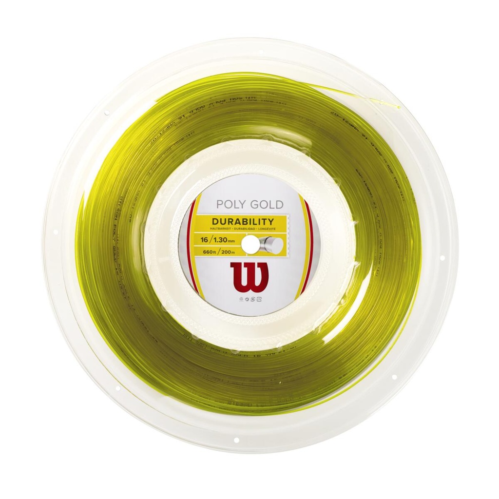 [WRZ904900-SET] Cuerda P/Raqueta Wilson Poly Gold 16 Reel 200 mts (copia)