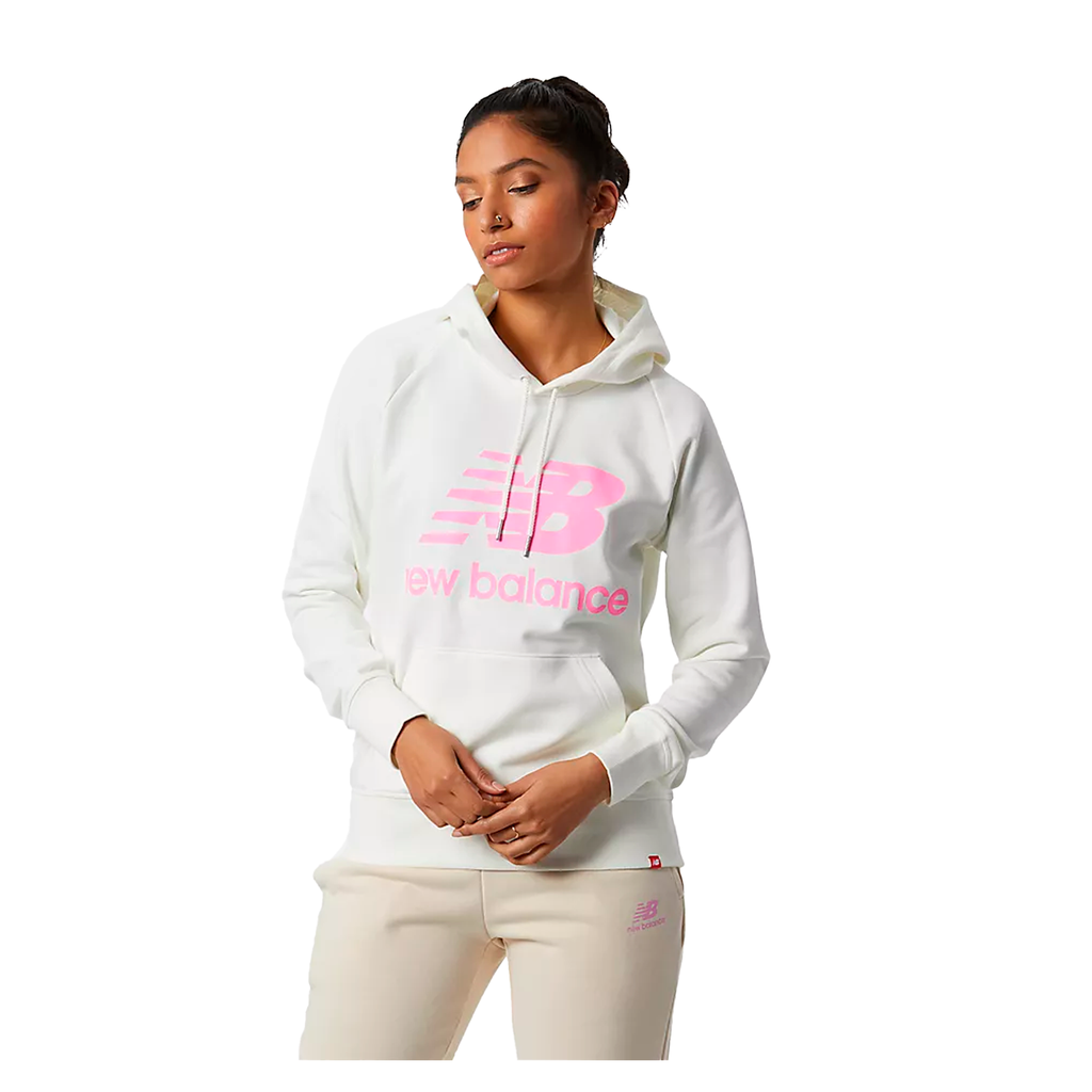 Sweater de mujer New Balance Essentials Blanco/Rosado