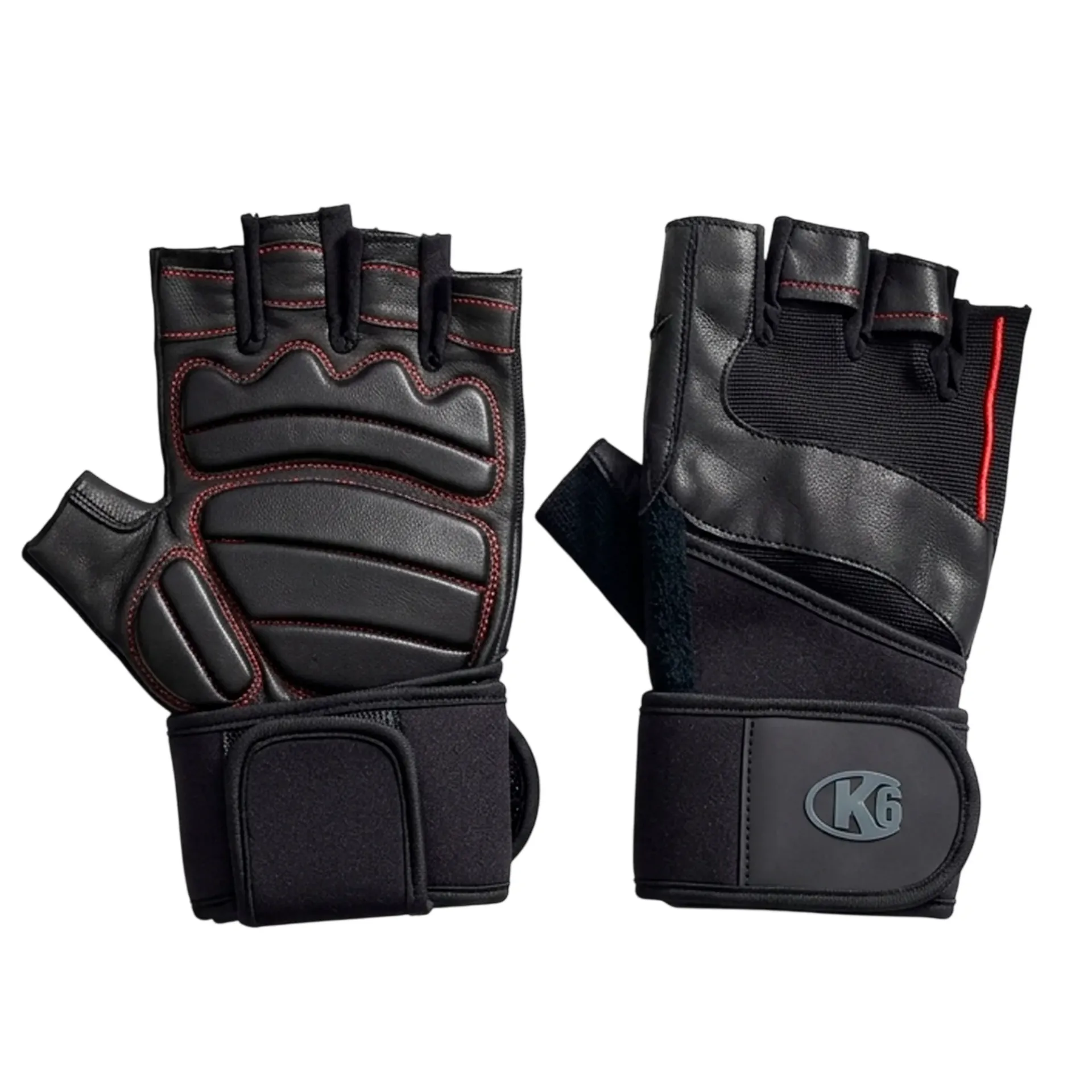 [65070] Fitness Gloves K6 Ice Border III (NEGRO/ROJO, L)