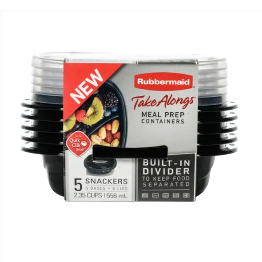 [2077539] Set de 5 Recipientes con tapa (2,3C) Negro Rubbermaid