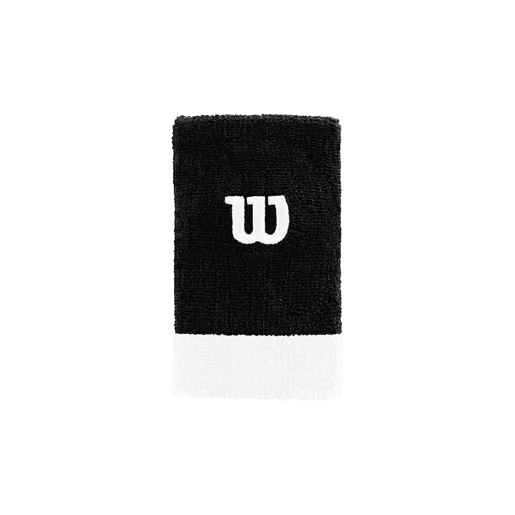 [WRA733519] Muñequeras Wilson Unisex Adulto Extra Ancha (1 par) (Blanco y Negro)