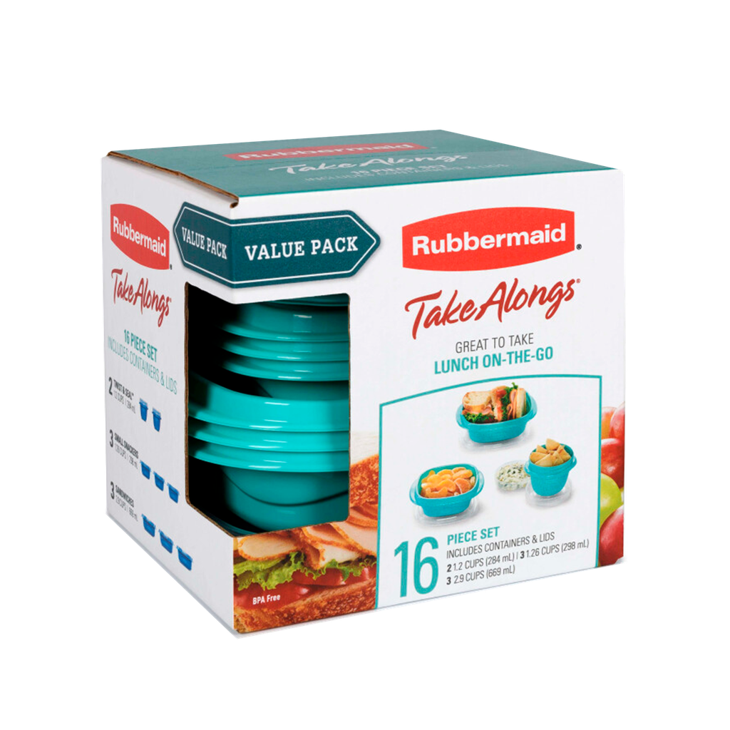 Set de Envases 16 Pzas Varios Tamaños Takealongs Rubbermaid Verde 