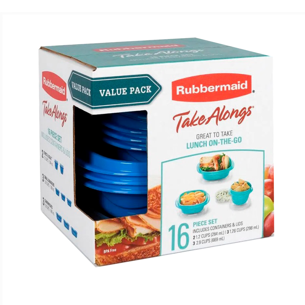 Set de Envases 16 Piezas Varios Tamaños Takealongs Rubbermaid Azul  (copiar)