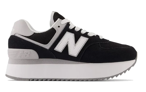 [WL574ZAB-B-5.5] Zapato Lifestyle Mujer New Balance 574 Plataforma (Negro y Blanco, 5.5)