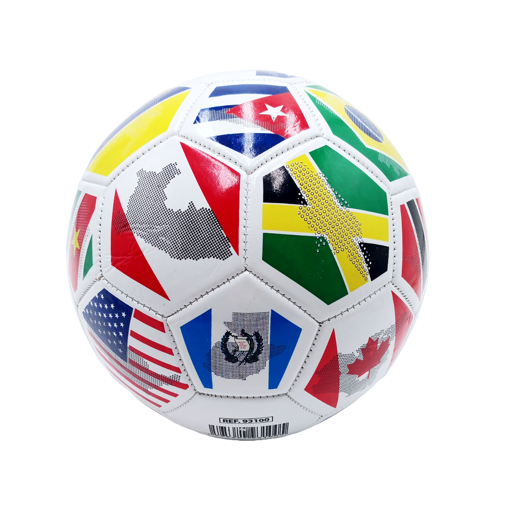 [93100] Balón de Fútbol No.5 Banderas Banderas America (BLANCO)