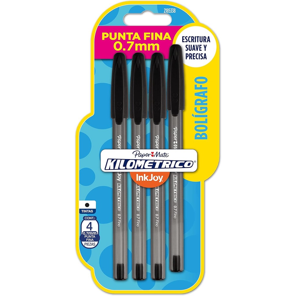 [2185338] Bolígrafos Punta Fina Paper Mate kilométrico Negro Bx4 