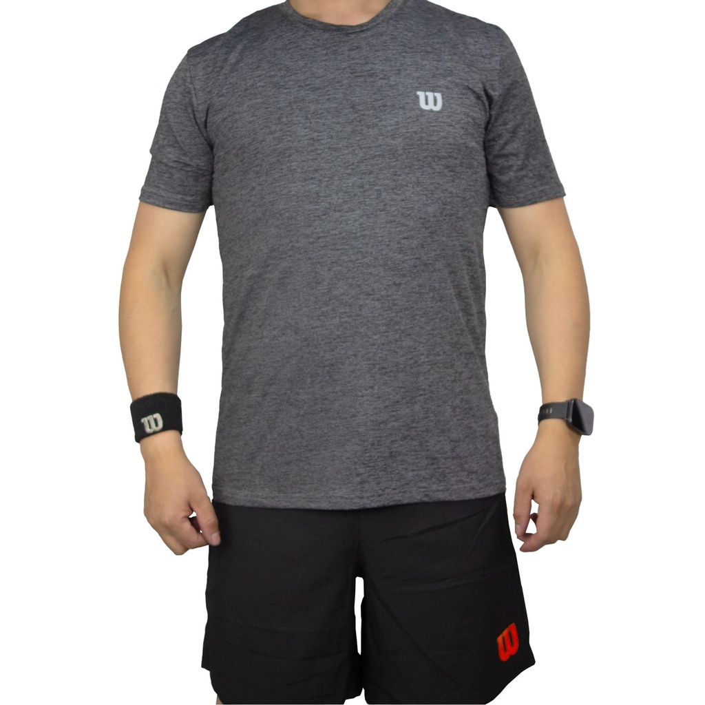 [71530] Franela Deportiva Manga Corta Jaspeada Wilson  (AZUL, L)