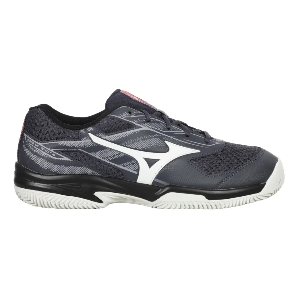 [61GC252505-10.5] Zapato Tenis Padel Mizuno Break Shot 5 CC (Negro y Blanco, 10.5)