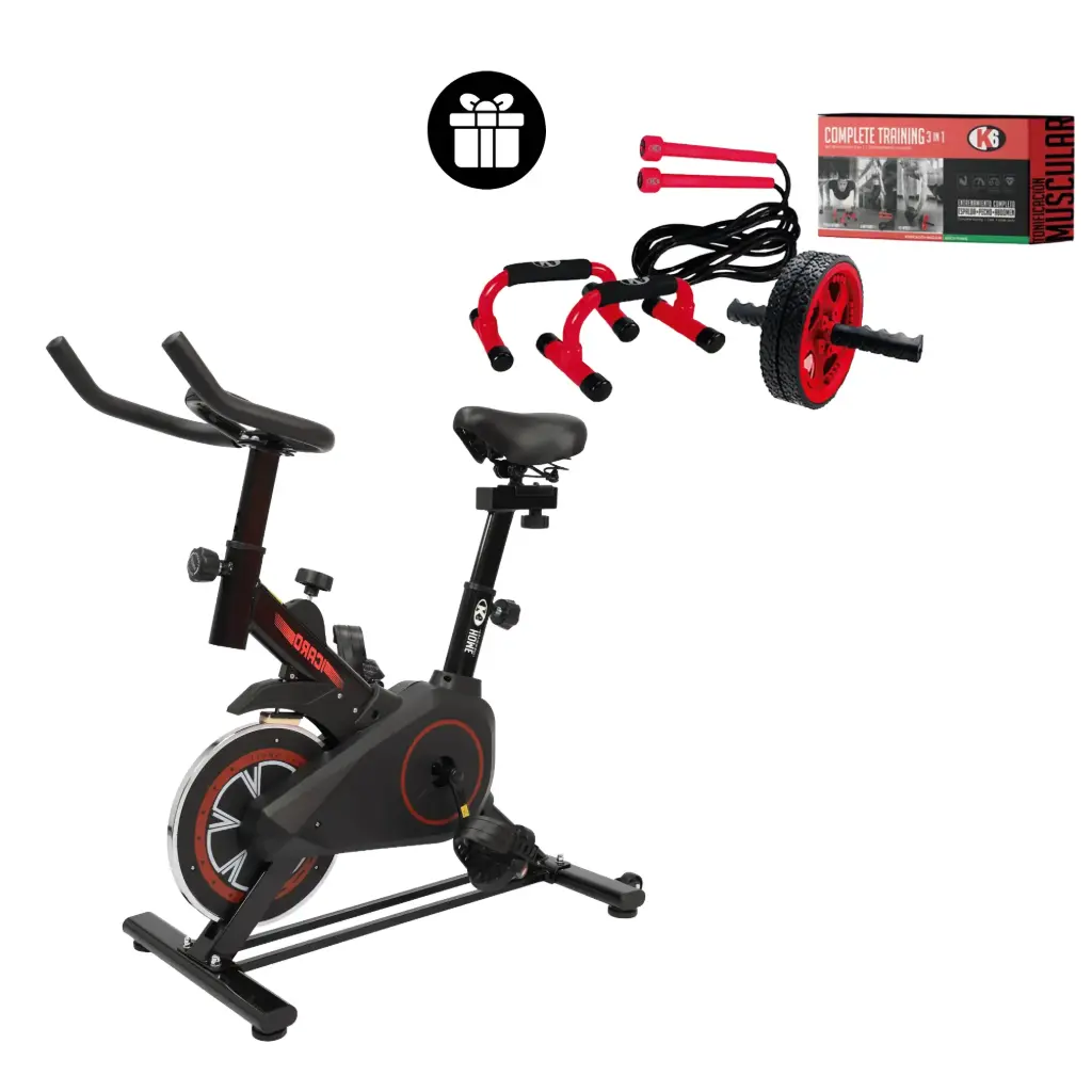 [66147-K1] Bicicleta Spinning + Lazo Para Saltar+ Base Flexiones+ Rueda Abs
