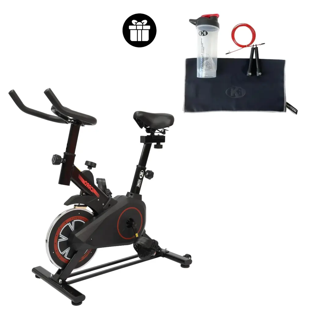 [66147-K2] Bicicleta Spinning + Lazo Para Saltar + Vaso Mezclador + Toalla MICROFIBRA