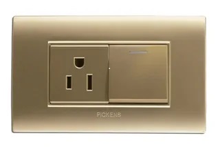 Apagador Sencillo 1 Módulo + Tomacorriente 2P Pickens