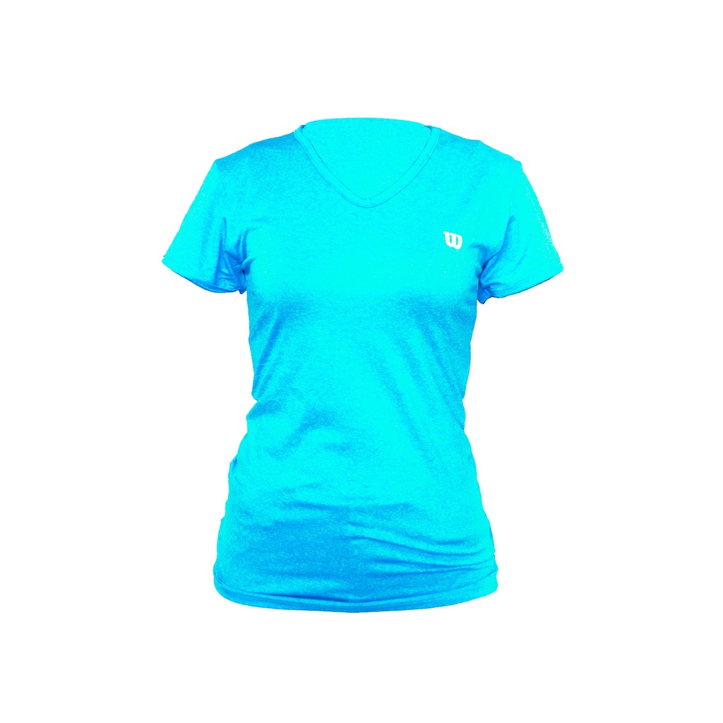Camiseta Wilson Polyspun Cuello en V Jaspe Dama 85934 Turquesa