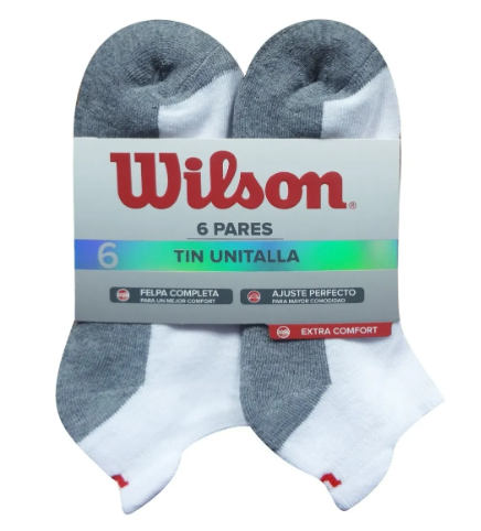 [A9741] Calcetín Corto de Fibras Sintéticas Wilson Tin Media Felpa P6 Caballero Unitalla (BLANCO)