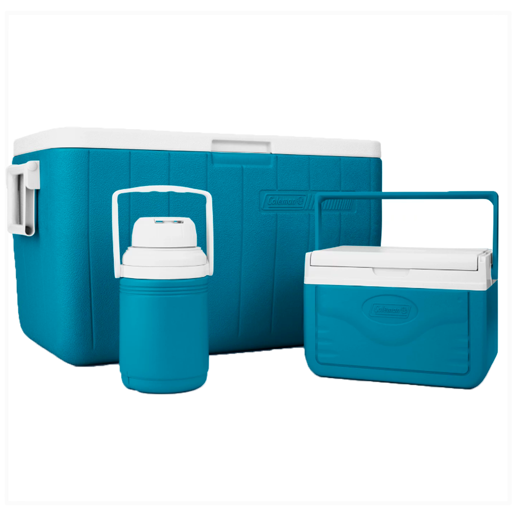 Combo Cava Coleman: Cava 54Qt - Cava 5Qt - Termo 1/3 Gal Azul