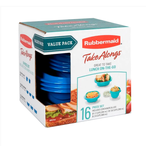 Set de Envases 16 Piezas Varios Tamaños Takealongs Rubbermaid Azul  (copiar)